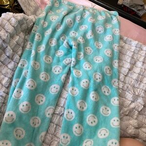 Preppy Smiley Face Pajama Pants - teal